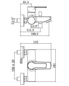 Смеситель однорычажный для ванны с ручным душем Paffoni Red хром RED 023 CR