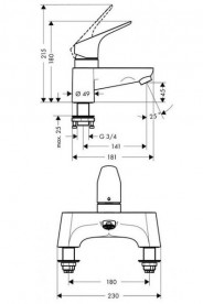 Смеситель однорычажный для ванны Hansgrohe коллекция Focus хром 31523000