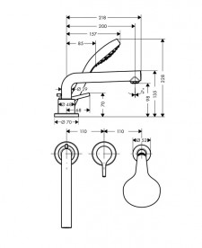 Смеситель однорычажный на борт ванны с душем Hansgrohe коллекция Talis S хром 72417000
