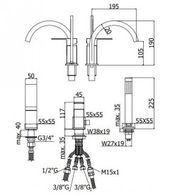 Смеситель однорычажный на борт ванны с душем Paffoni Effe хром EF 040 CR