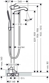 Змішувач одинважільний на підлогу (окремо) Hansgrohe колекція Metropol Classic хром / золото 31445090