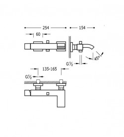 Змішувач одинважільний Tres Cuadro Tres з душем для ванни хром 10717002