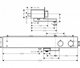 Змішувач з термостатом двухвентильний для ванни Hansgrohe колекція ShowerTablet білий / хром 13109400