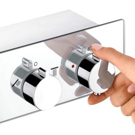 Змішувач з термостатом двухвентильний для ванни Hansgrohe колекція ShowerTablet білий / хром 13109400