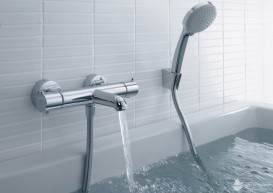 Змішувач з термостатом двухвентильний для ванни Hansgrohe колекція Ecostat 1001 CL хром 13201000