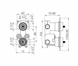 Змішувач з термостатом прихований (вбудований) GRB Kala Black чорний 60120601