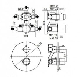 Змішувач з термостатом прихований (вбудований) Paffoni Light хром LIQ 019 CR