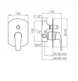 Змішувач прихований (вбудований) GRB Premier хром 50125500
