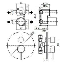 Змішувач прихований (вбудований) змішувач Paffoni Light хром LIG 018 CR