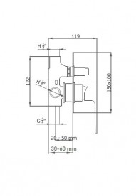 Смеситель скрытый (встраиваемый) однорычажный GRB Kala хром 60125600