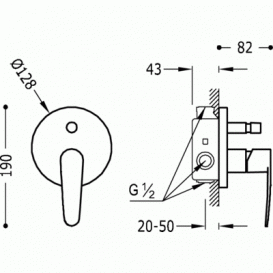 Смеситель скрытый (встраиваемый) Tres Flat-Tres хром 20418001