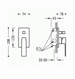 Змішувач прихований (вбудований) Tres Slim Exclusive хром 20218001