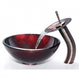 Змішувач водоспад для раковини Kraus Single темний шоколад KGW-1700-ORB