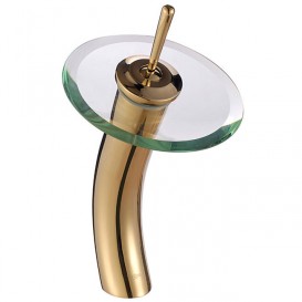 Смеситель водопад для раковины Kraus Single золото KGW-1700G