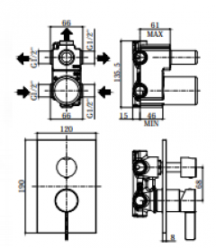Смеситель встраиваемый для душа и ванны Paffoni Rock RO 015 CR/M