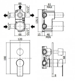 Змішувач вбудовується для ванни та душу Paffoni Tango TA 019 CR / M