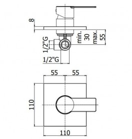 Змішувач вбудовується для ванни та душу Paffoni Tango TA 010 CR / M