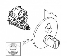 Смеситель встраиваемый для душа Kludi MX однорычажный с термостатом 358350538
