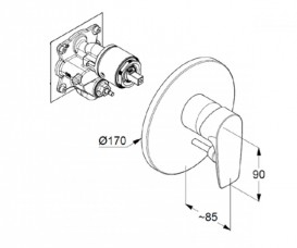 Смеситель встраиваемый для душа Kludi Pure&Solid однорычажный внешняя часть 346500575