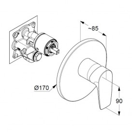 Змішувач вбудовується для душа Kludi Pure & Solid змішувач зовнішня частина 346550575