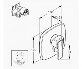 Смеситель встраиваемый для душа Kludi Q-Beo однорычажный внешняя часть 506500565