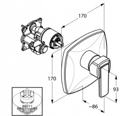 Смеситель встраиваемый для душа Kludi Q-Beo однорычажный внешняя часть 506550565