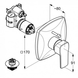 Змішувач вбудовується для душа Kludi Q-Beo змішувач з термостатом 506570565