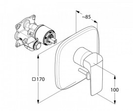 Смеситель встраиваемый для душа Kludi Ameo однорычажный хром 416500575