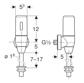 Смыв для писсуара Geberit с электронным управлением смывом на батарейках хром 115.805.21.5