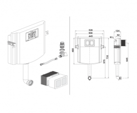 Смывной бачок скрытого монтажа Devit пластик с кнопкой для смыва воды хром 70.445