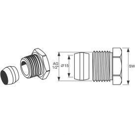 З'єднання кінцеве для SLHK-патрубків Tece TECEflex 15х1 / 2 ЗР латунь 717501