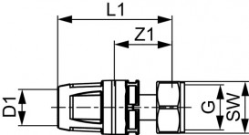 Соединение прямое TECE TECElogo-Push с накидной гайкой 25х1'' латунь/PPSU 8630204