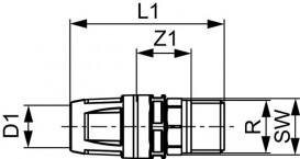 Соединение прямое TECE TECElogo-Push с ниппелем 20хR 3/4'' бронза/кремниевая бронза 8713105