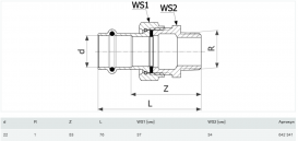 Соединительный элемент резьбовой разъемный Viega Prestabo 1165 22хR1 нелегированная сталь 642341