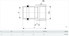 З'єднувальний елемент Viega Prestabo 1112 12 х Rp1 / 2 нелегована сталь 605254
