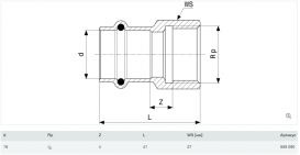 Соединительный элемент Viega Prestabo 1112 18хRp1/2 нелегированная сталь 559090
