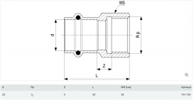 З'єднувальний елемент Viega Prestabo 1112 28хRp1/2 нелегована сталь 704759