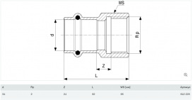 З'єднувальний елемент Viega Prestabo 1112 54хRp2 нелегована сталь 642228