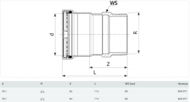 Соединительный элемент Viega Prestabo XL 1111XL 76.1хR2 1/2 нелегированная сталь 629977