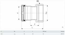 З'єднувальний елемент Viega Prestabo XL 1112XL 64хRp2 1/2 нелегована сталь 630010