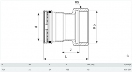 Соединительный элемент Viega Prestabo XL 1112XL 76.1хRp2 1/2 нелегированная сталь 630034
