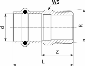 Соединительный элемент Viega Sanpress 2211 с SC‑Contur d16хR½ кремниевая бронза 443702
