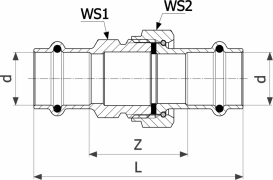 Соединительный элемент Viega Sanpress 2260 с SC‑Contur d54 бронза 226329