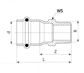 Соединительный элемент Viega Sanpress Inox G 0211 с SC‑Contur 18хR¾ нержавеющая сталь 486297
