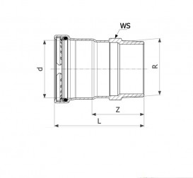 Соединительный элемент Viega Sanpress Inox G 0211XL с SC‑Contur 76,1хR2½ нержавеющая сталь 632526