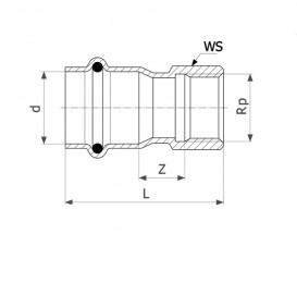 Соединительный элемент Viega Sanpress Inox G 0212 с SC‑Contur 28хRp¾ нержавеющая сталь 486907