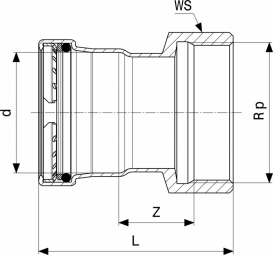 З'єднувальний елемент Viega Sanpress Inox 2312 з SC-Contur 15хRp½ нержавіюча сталь 436575