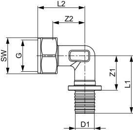 Соединительный уголок Tece TECEflex плоское уплотнение 20х1/2'' латунь 767591
