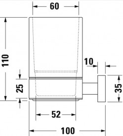 Стакан для зубных щеток Duravit Karree подвесной матовое стекло/хром 0099511000
