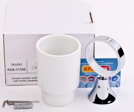 Стакан для зубных щеток Kraus Amnis с настенным держателем керамика/латунь хром KEA-11104CH